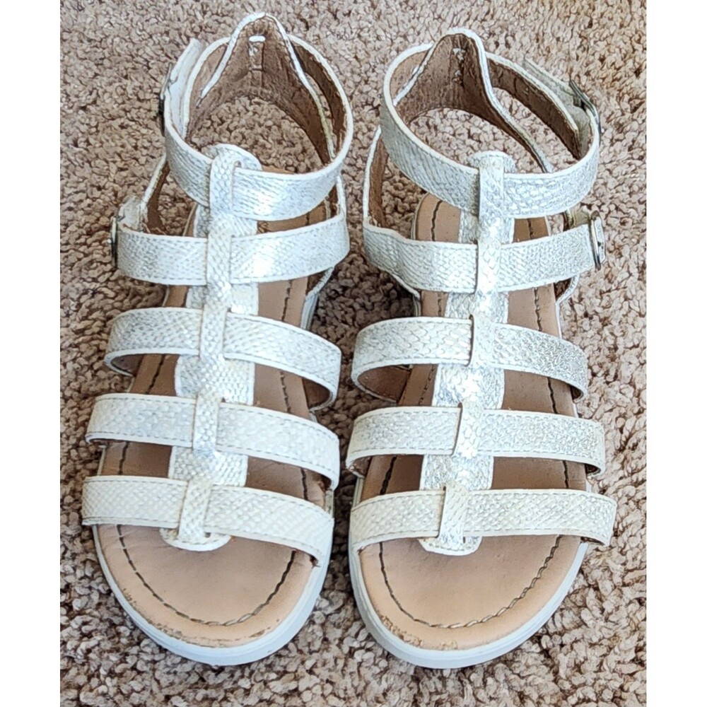 Self Esteem Girls White Shimmer Gladiator Caged Sandals - Size 2